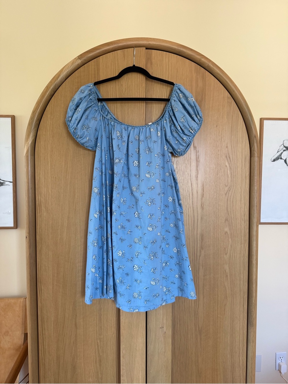 Doen Blue Floral Puff-Sleeve Mini Dress - Picture 3 of 3